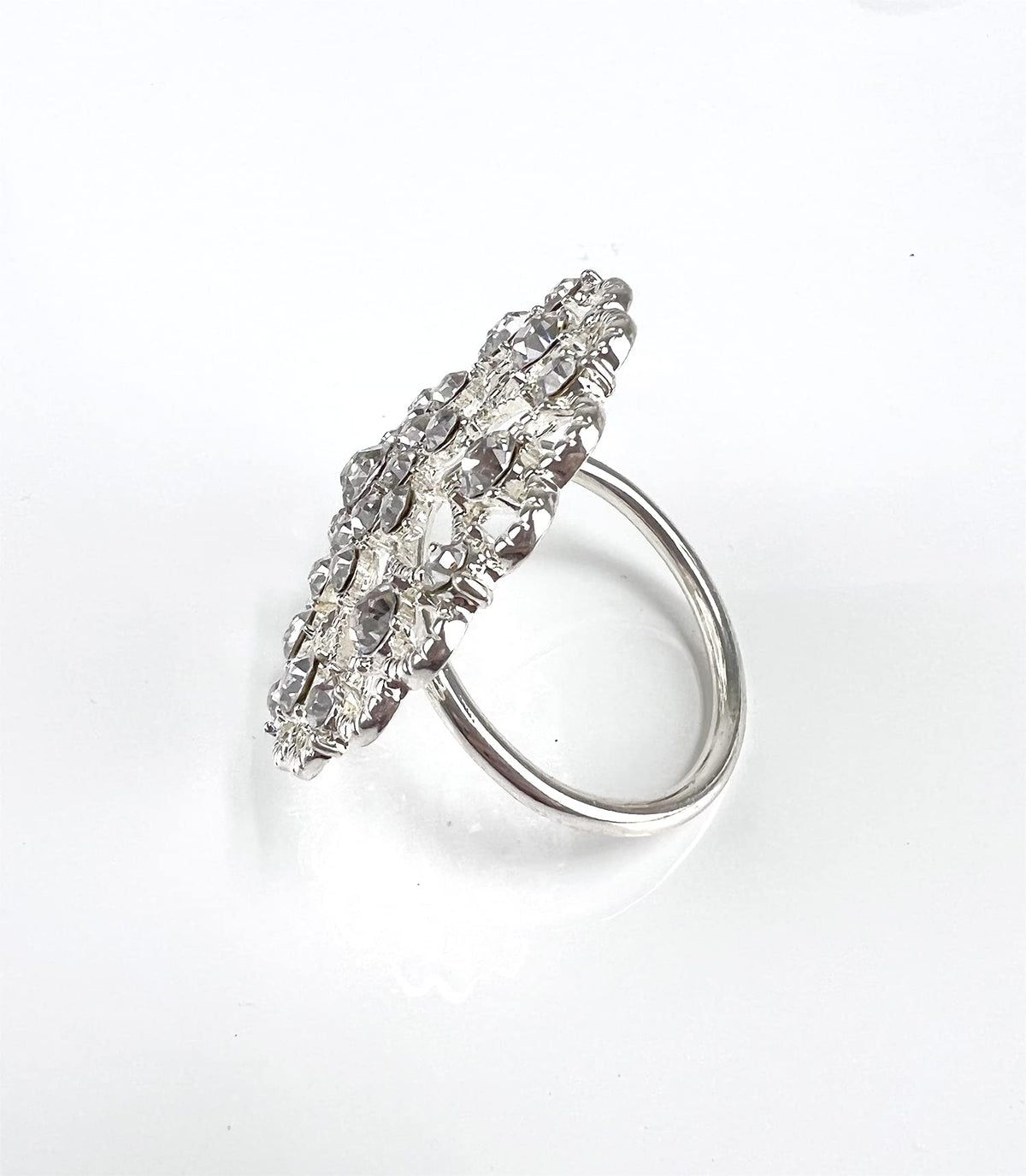 Fennco Styles Rhinestone Crystal Flower Napkin Rings Wedding Holiday Table Decoration - Set of 4