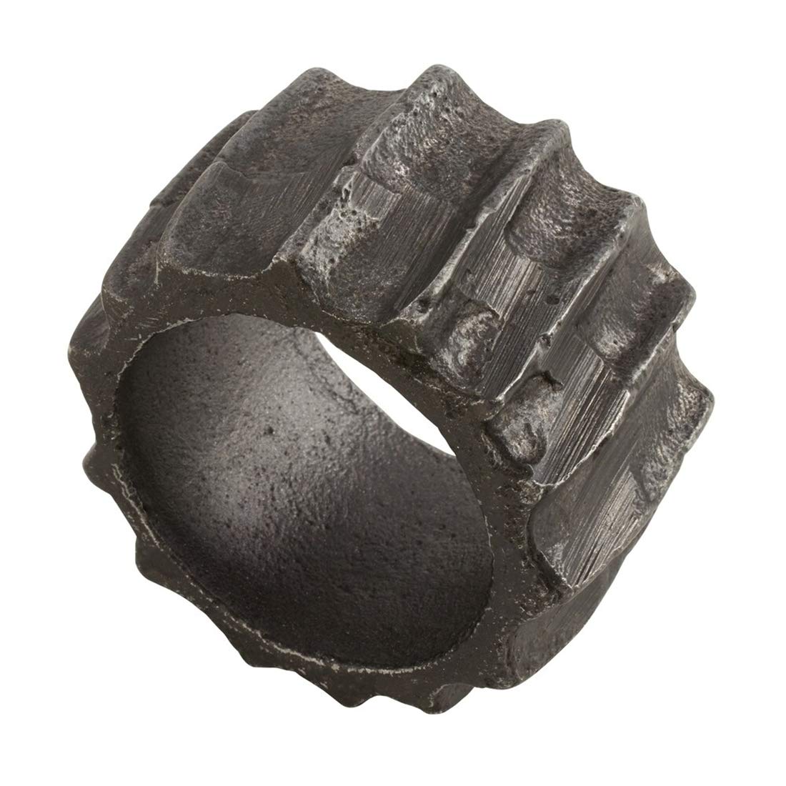 Contemporary Ribbed Design Metal Napkin Rings