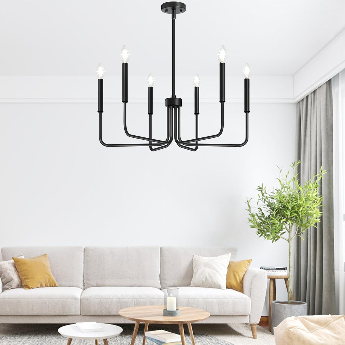 Farmhouse Hanging Candle Chandelier (No Assembly)