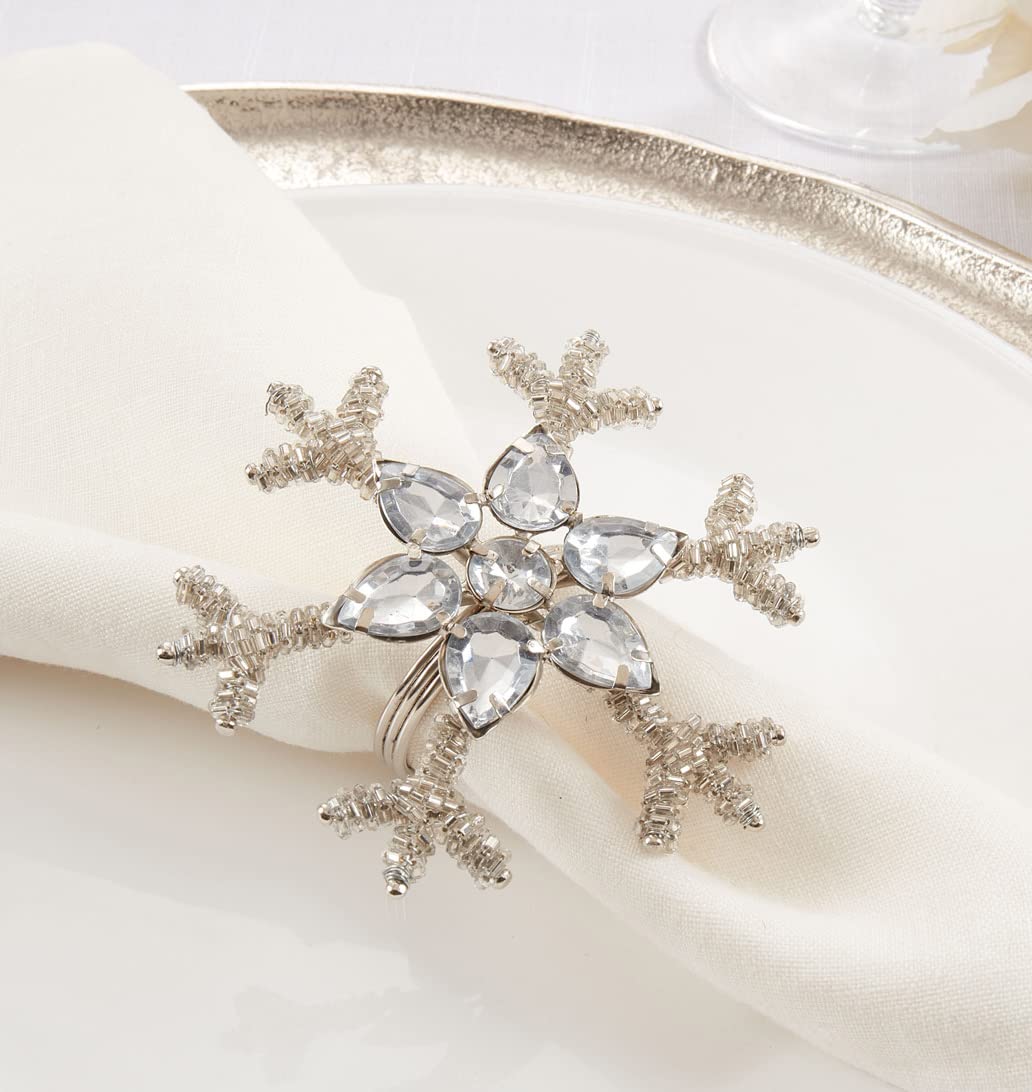 Beaded Snowflake Holiday Napkin Rings