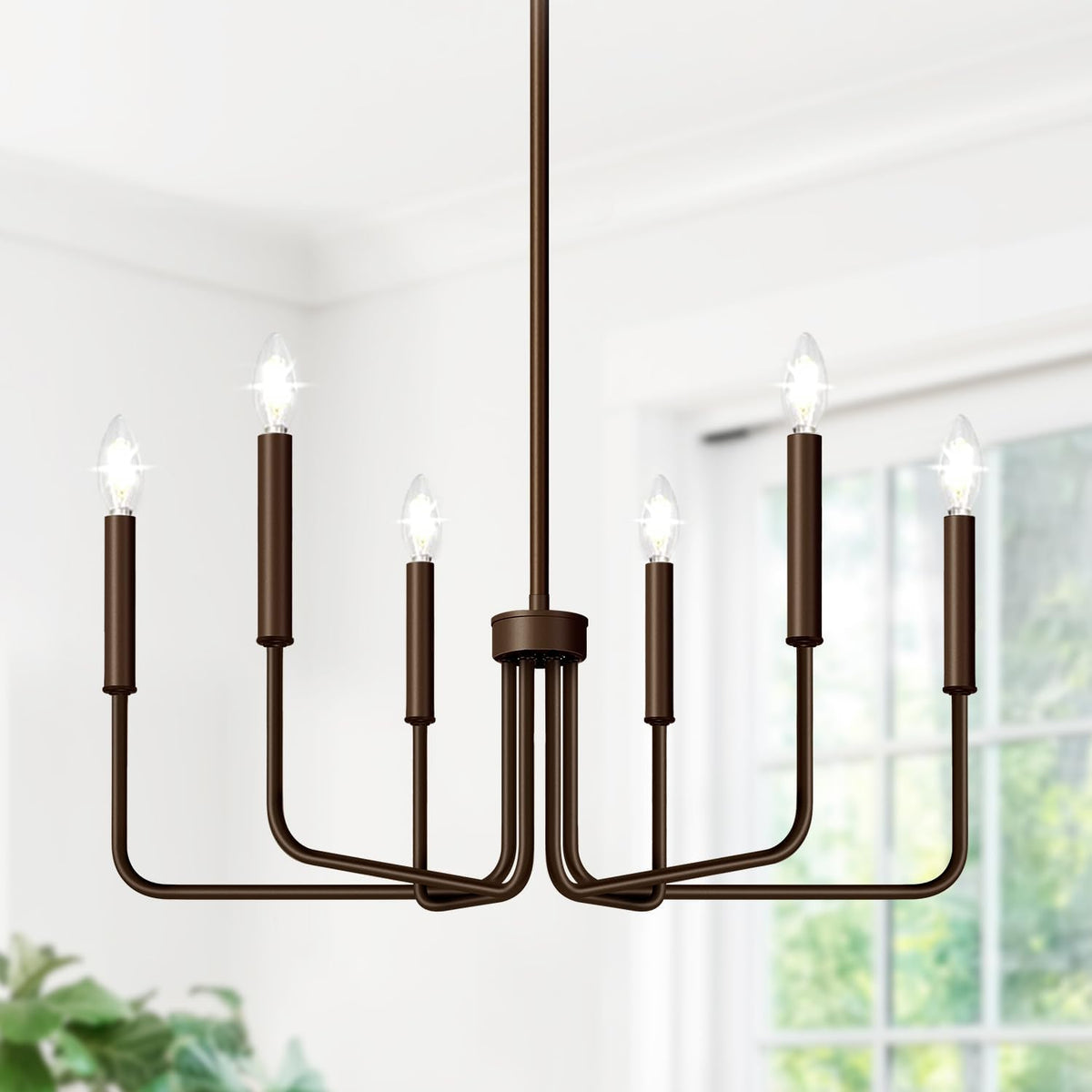 Farmhouse Hanging Candle Chandelier (No Assembly)