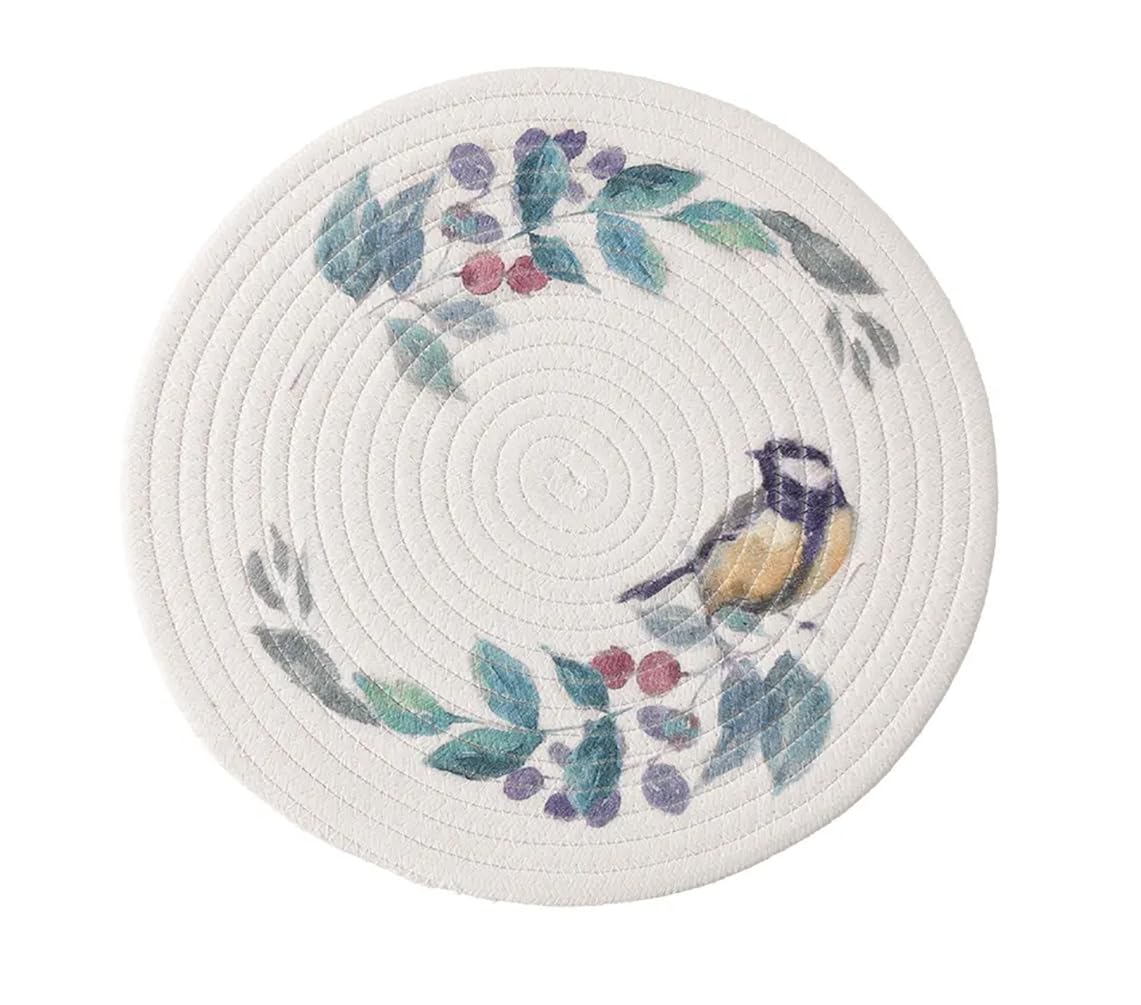 Rabbit & Botanical Print Cotton Blend Woven Placemats