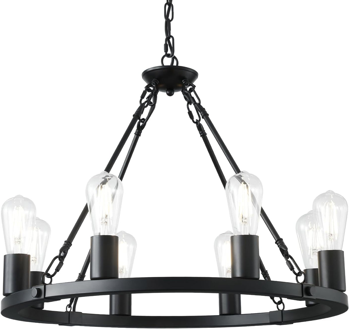 8 Lights Wagon Wheel Chandelier