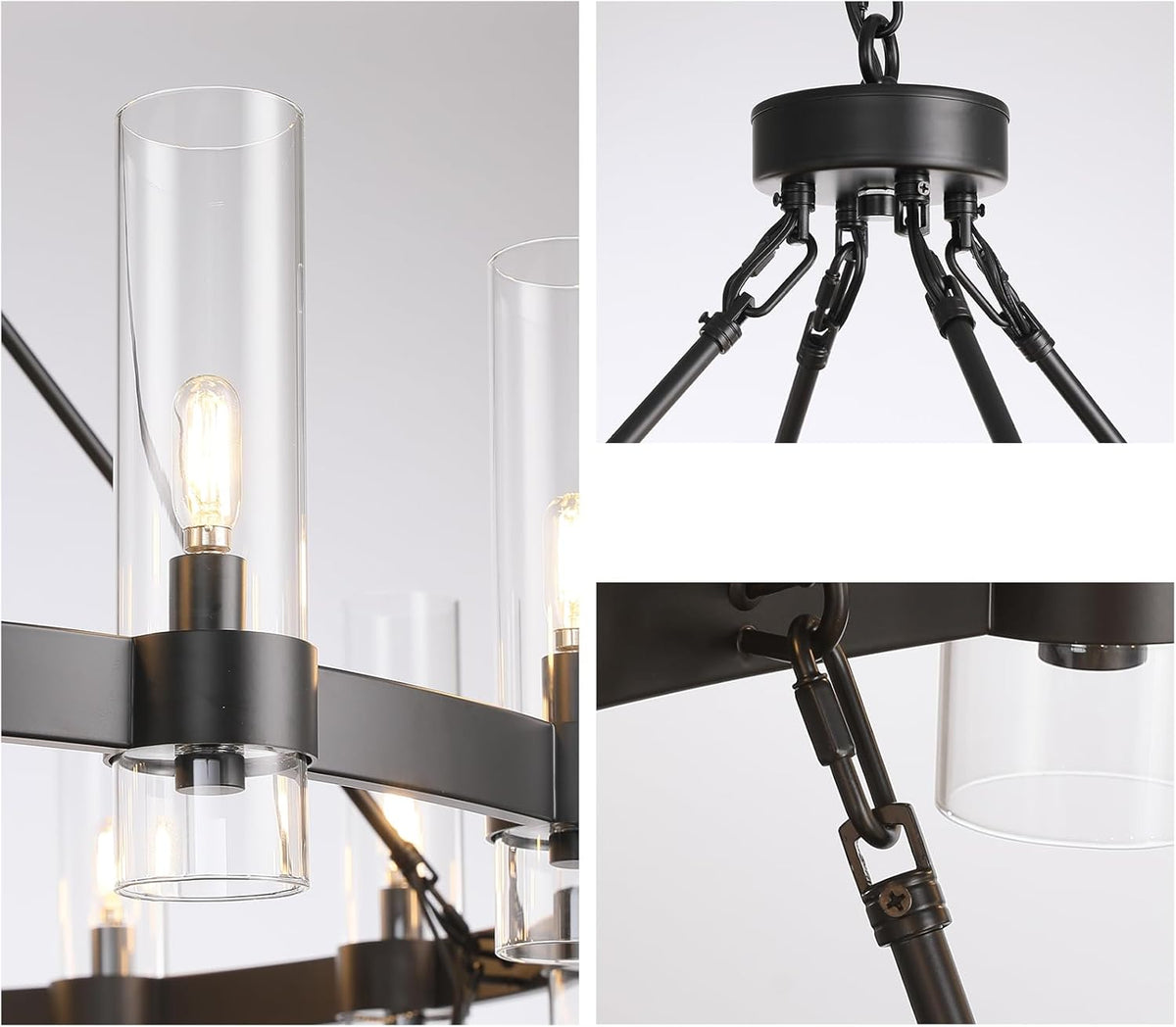 60 Inch Large Black Wagon Wheel Chandelier