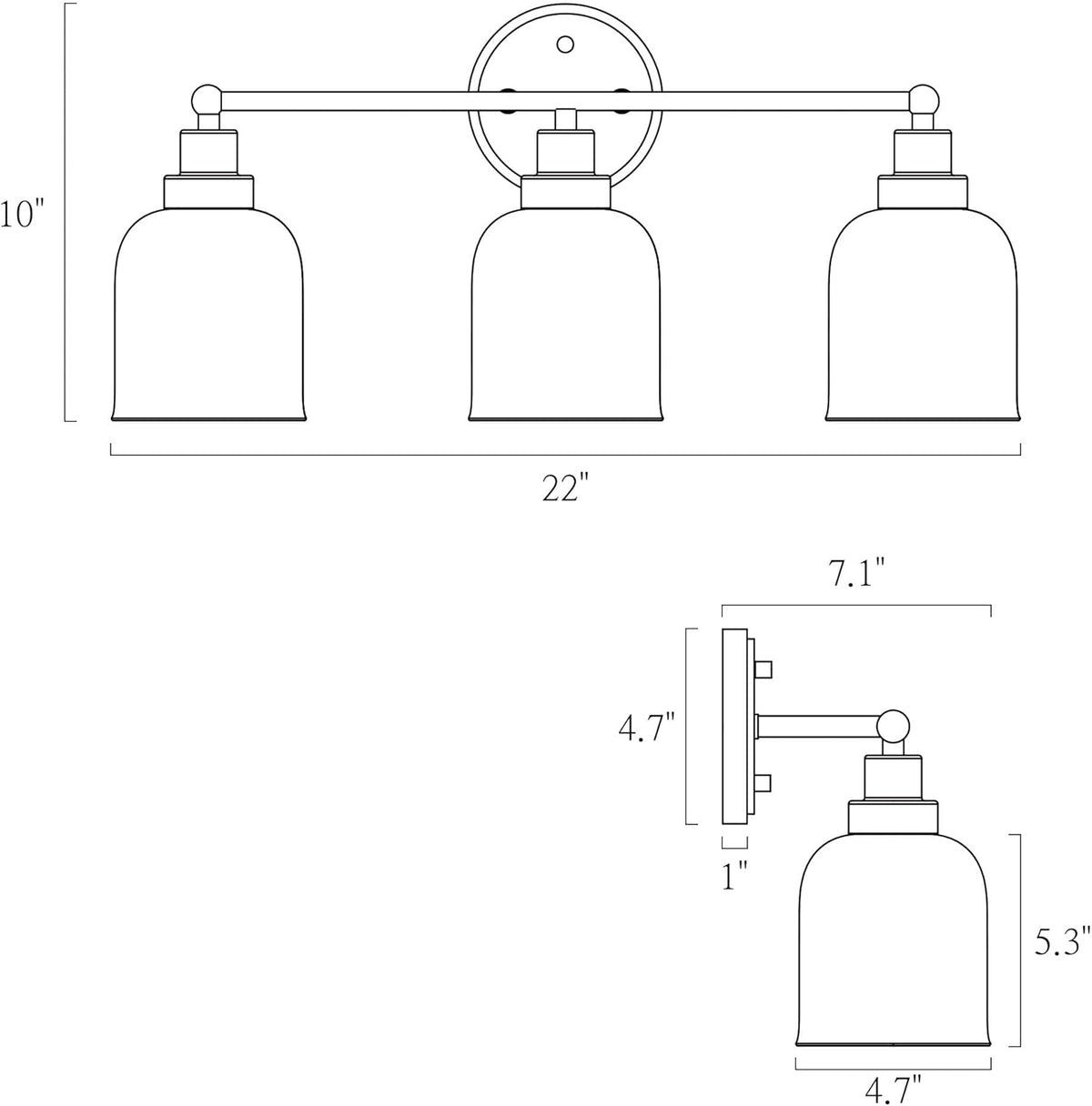 3-Light Black Vanity Light with Clear Glass Shade