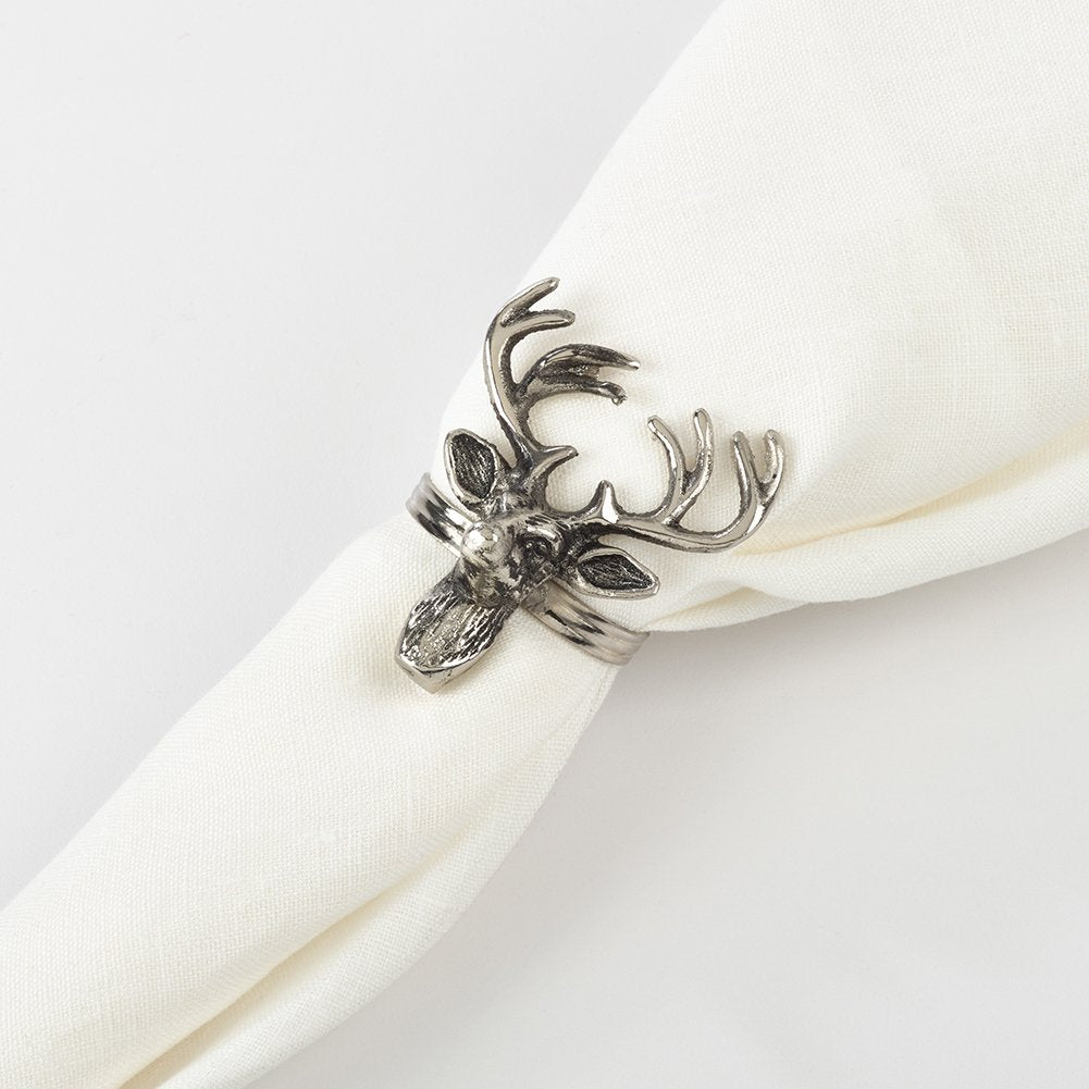 Classic Holiday Reindeer Design Napkin Rings