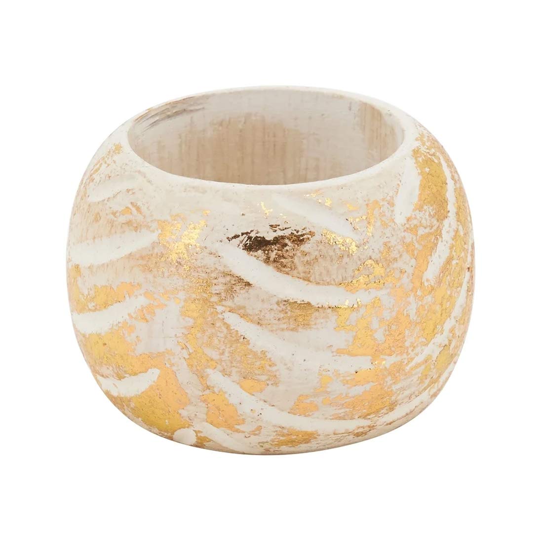 Distressed Foil Print Design Wood Napkin Rings