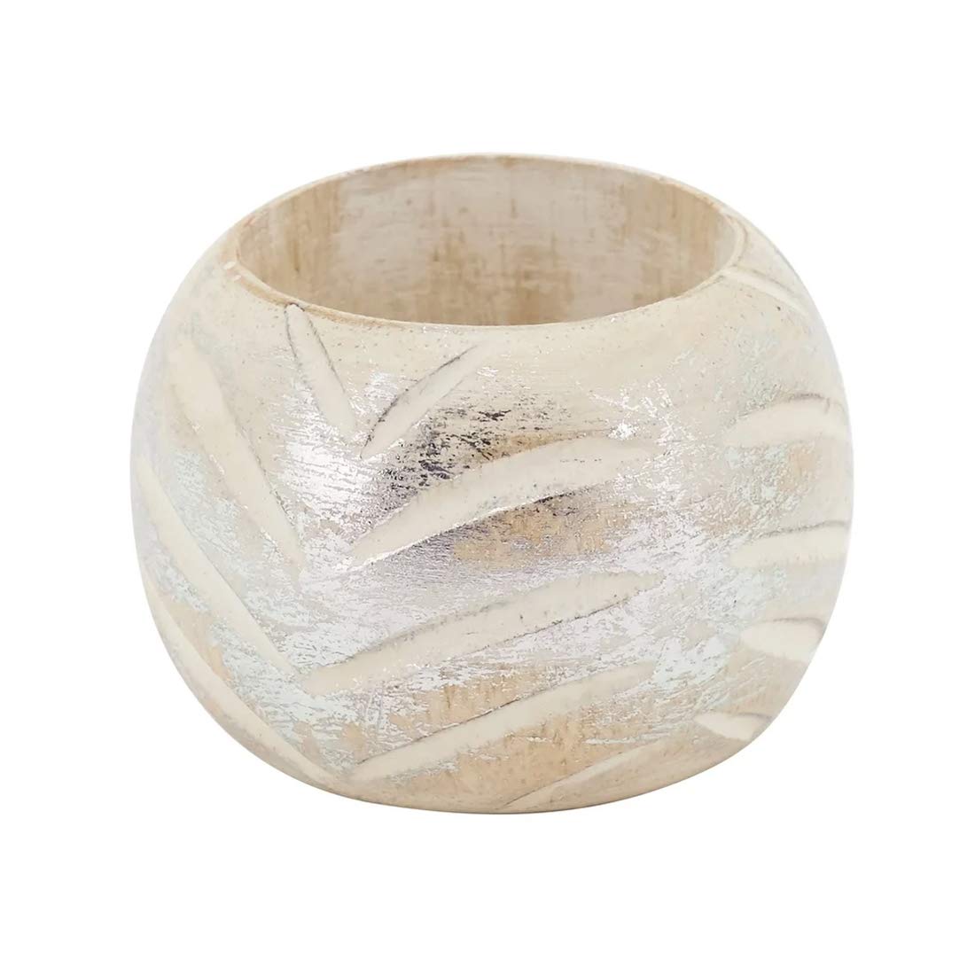 Distressed Foil Print Design Wood Napkin Rings