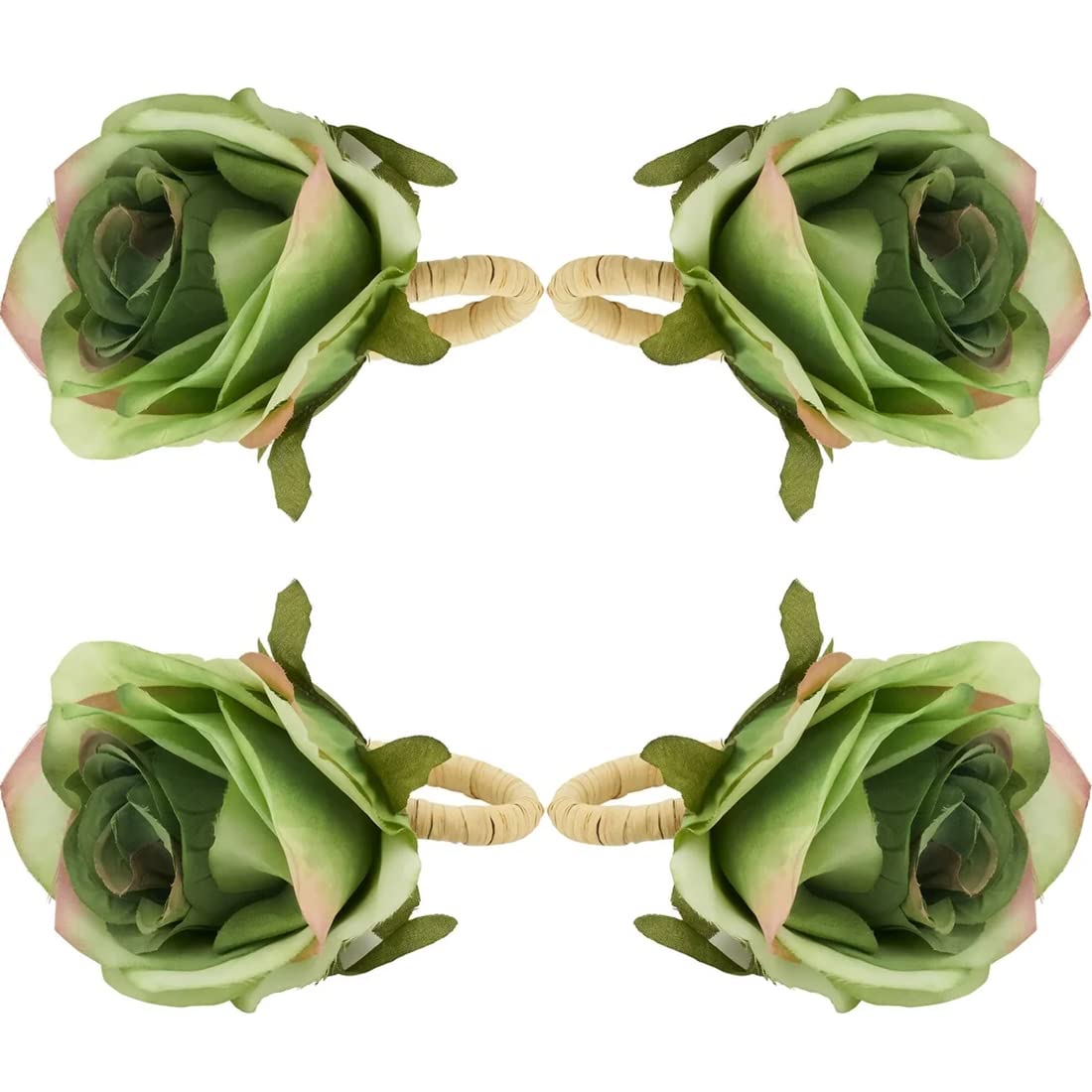 Handmade Red Rose Flower Napkin Rings