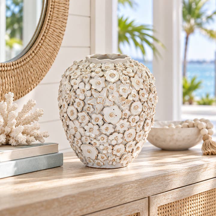 Bouquet De Fleurs White Ceramic Vase Medium