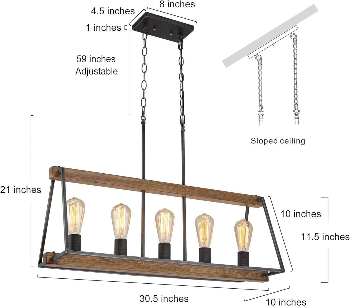 Farmhouse 5-Light Rustic Metal Linear