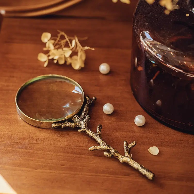 Antique Style Gold Branch Handle Magnifying Glass