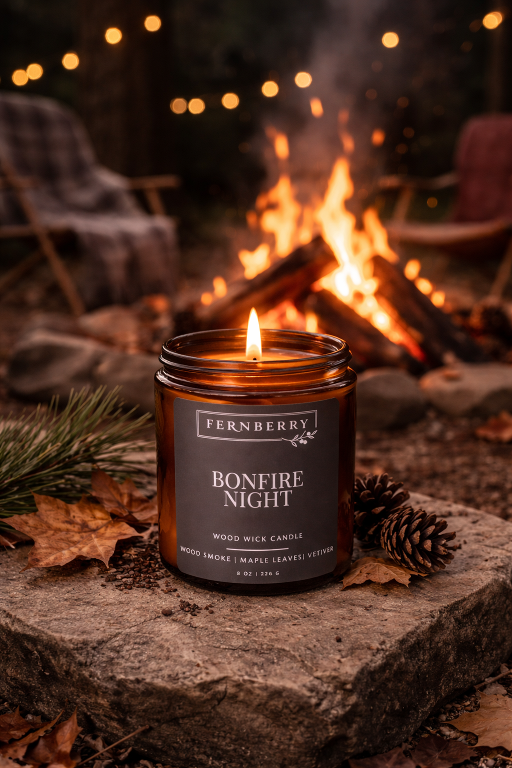 Bonfire Night- 8oz Wood Wick Candle