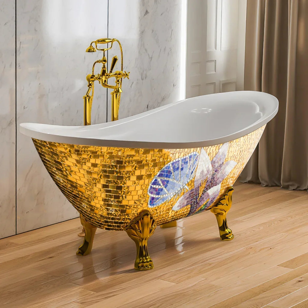 Modern Luxury Oval Freestanding Clawfoot Soaking Tub – Eco-Friendly Acrylic Design