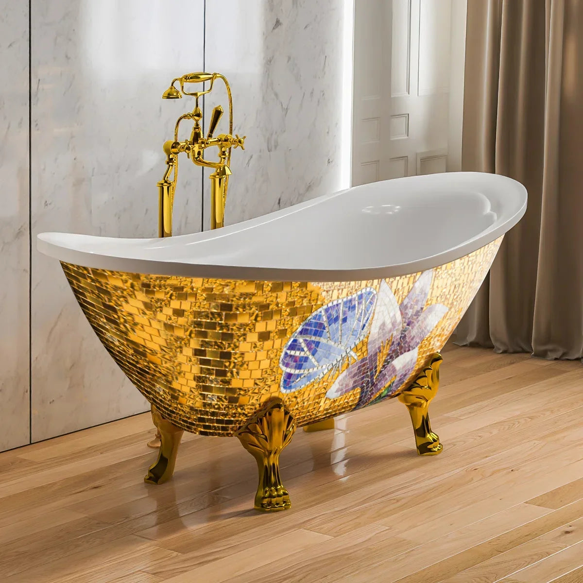 Modern Luxury Oval Freestanding Clawfoot Soaking Tub – Eco-Friendly Acrylic Design