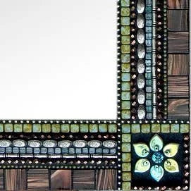 Zetamari Handmade Mahogany Bronze Square Glass Mosaic Wall Mirror 12"