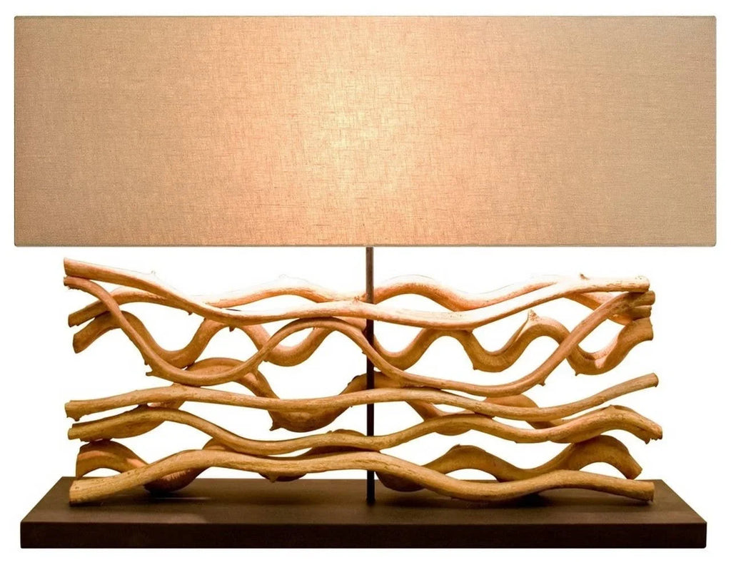 Sculpted Vine Table Lamp with Natural Jute Linen Shade