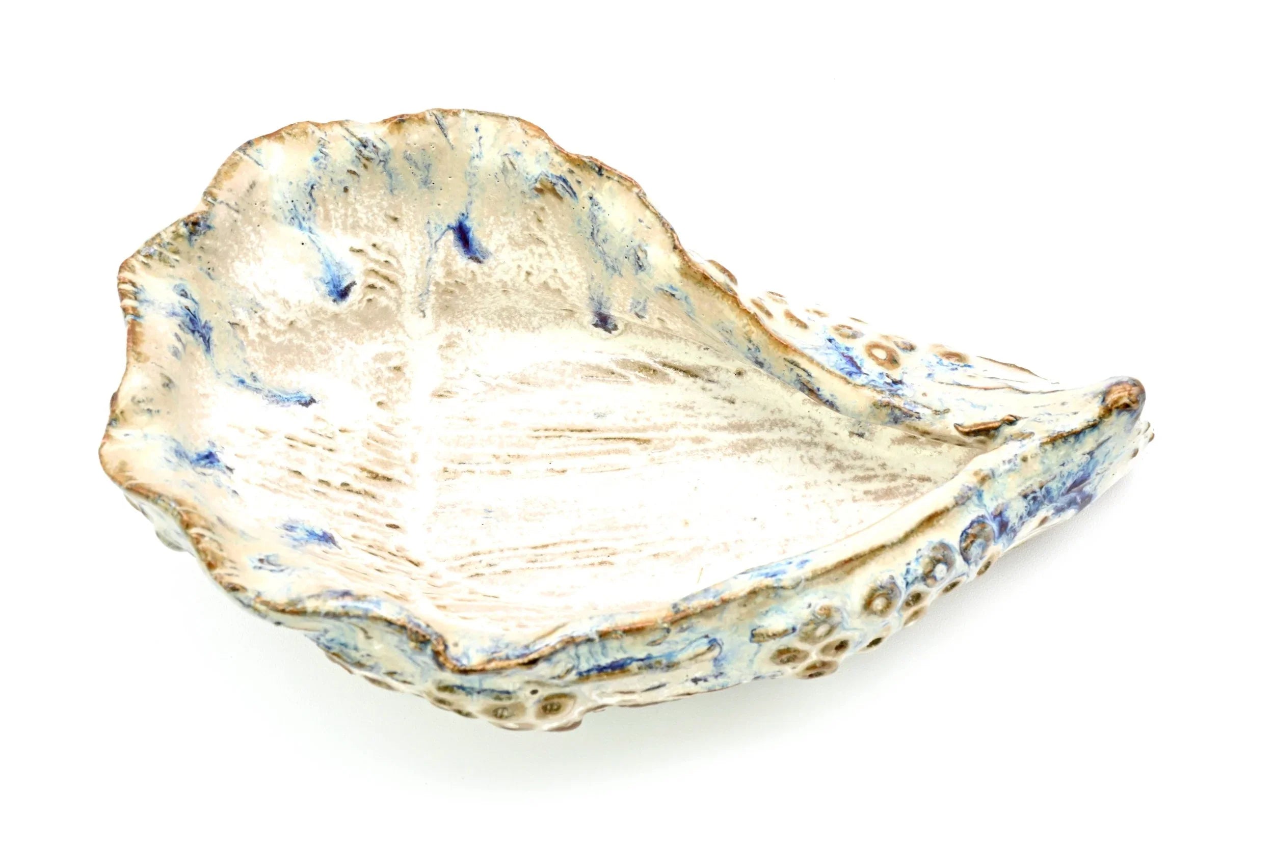 Handcrafted Oyster-Inspired Purple Ceramic Trinket Dish