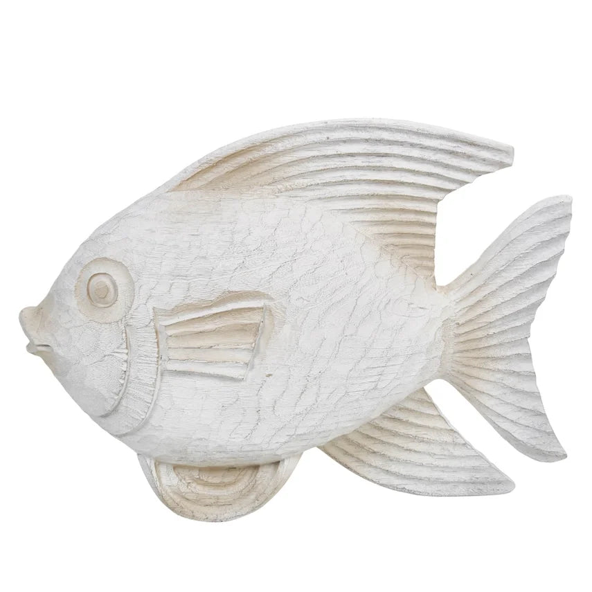 Resin Coastal Fish Decorative Figurine - White (14 inches)