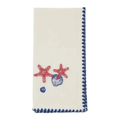 Embroidered Sea Shells Cotton Napkin — 18" Square