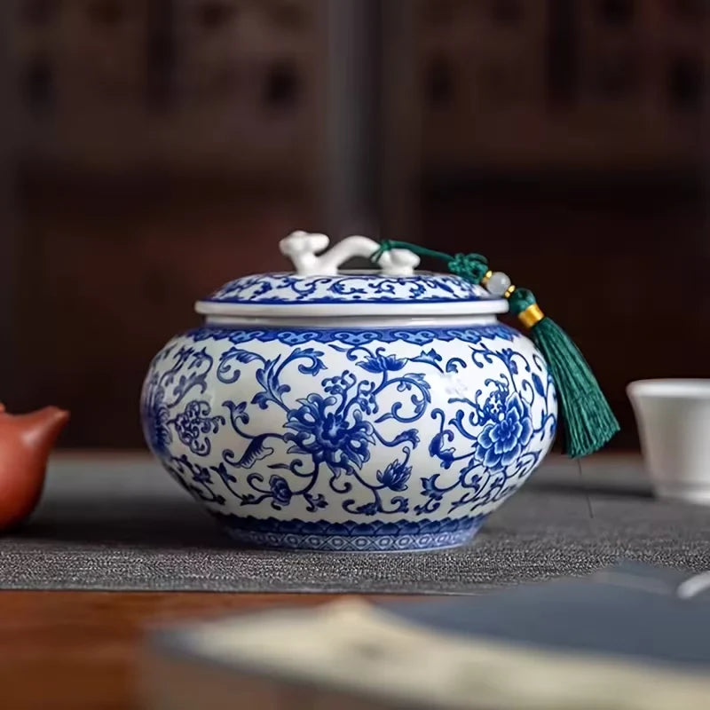 Ruyi Lotus Vine Chinoiserie Lidded Jar