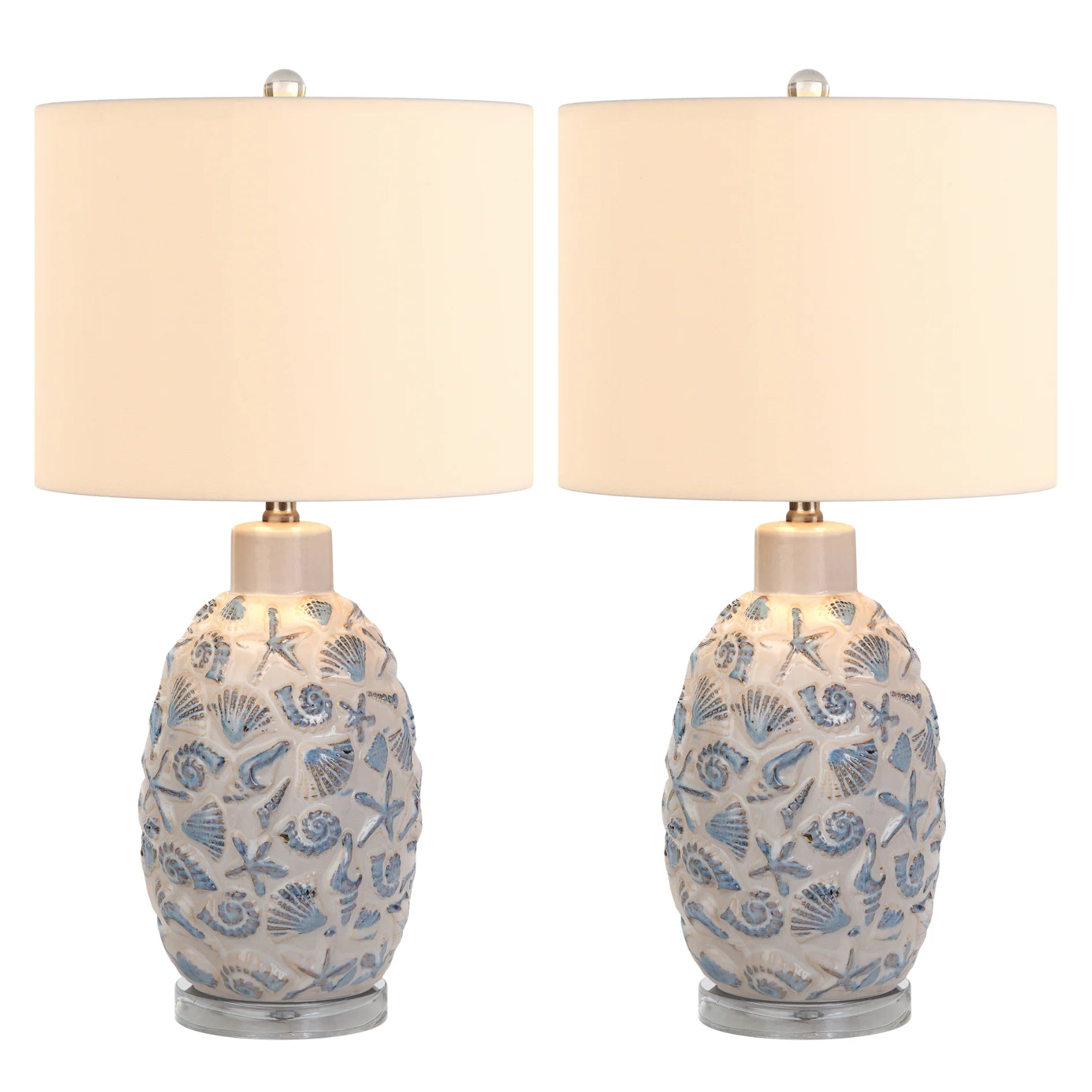Handcrafted Luna Sea Anemone Ceramic Table Lamp with White Shade