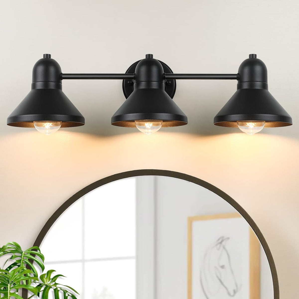 Matte Black Metal Bathroom Vanity Light