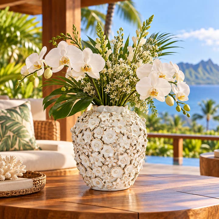 Bouquet De Fleurs White Ceramic Vase Small
