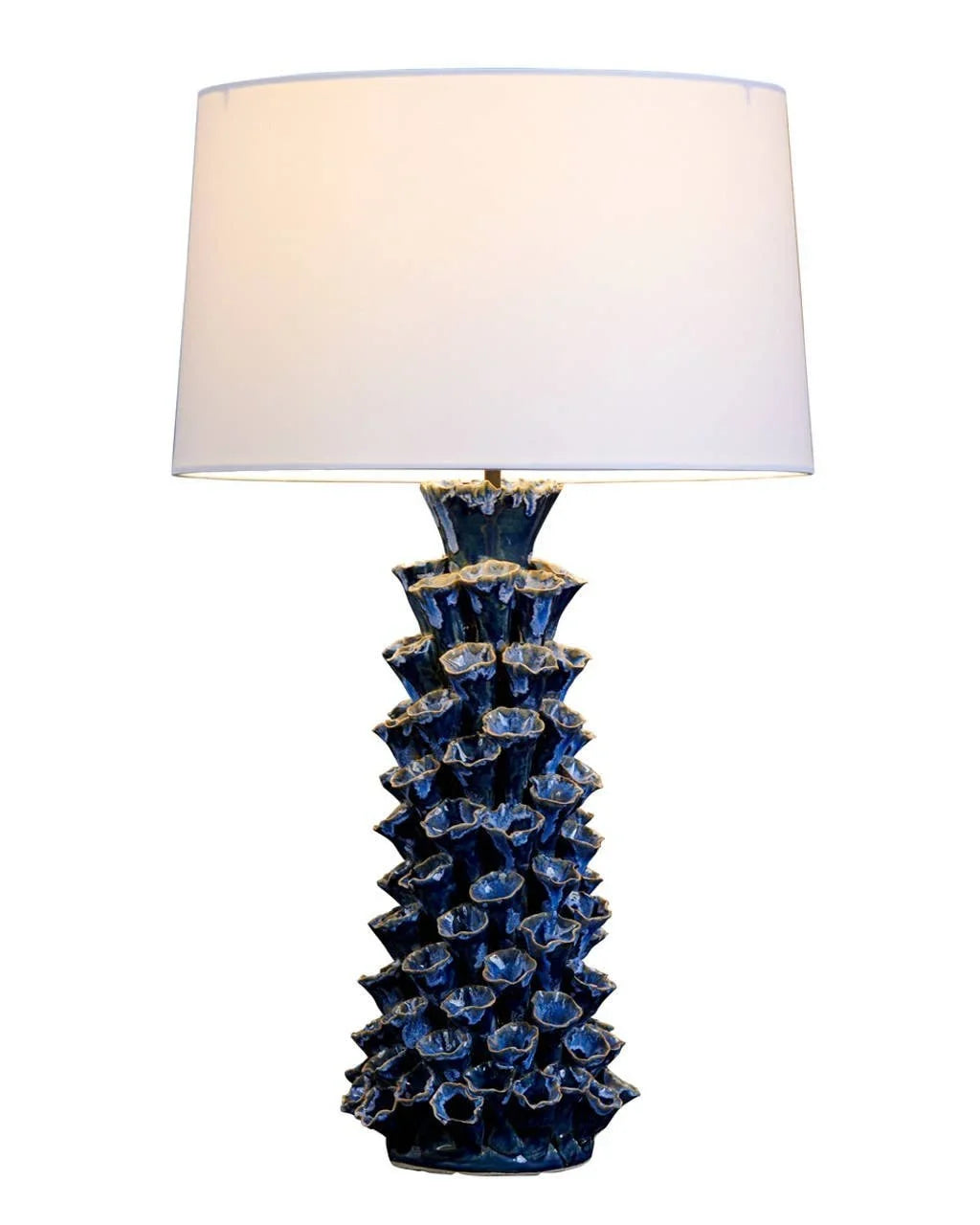 Handcrafted Luna Sea Anemone Ceramic Table Lamp with White Shade