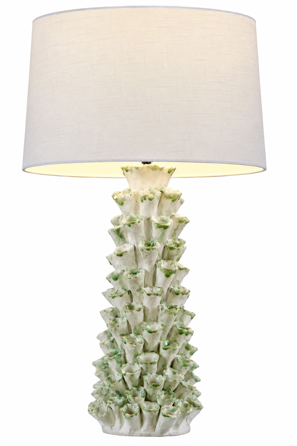 White & Green Coral Ceramic Table Lamp