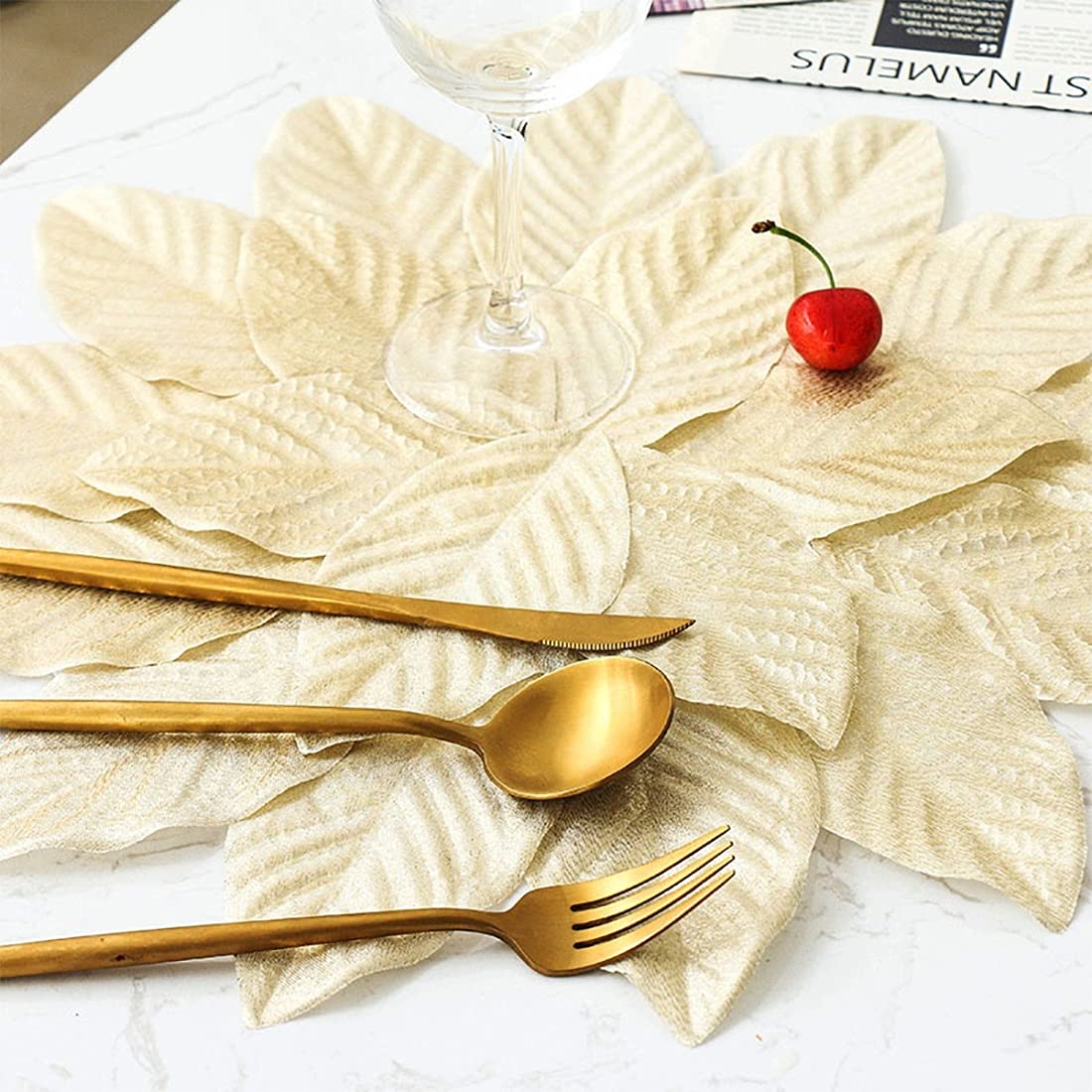 Handmade Leaf Shaped Shimmer Placemats