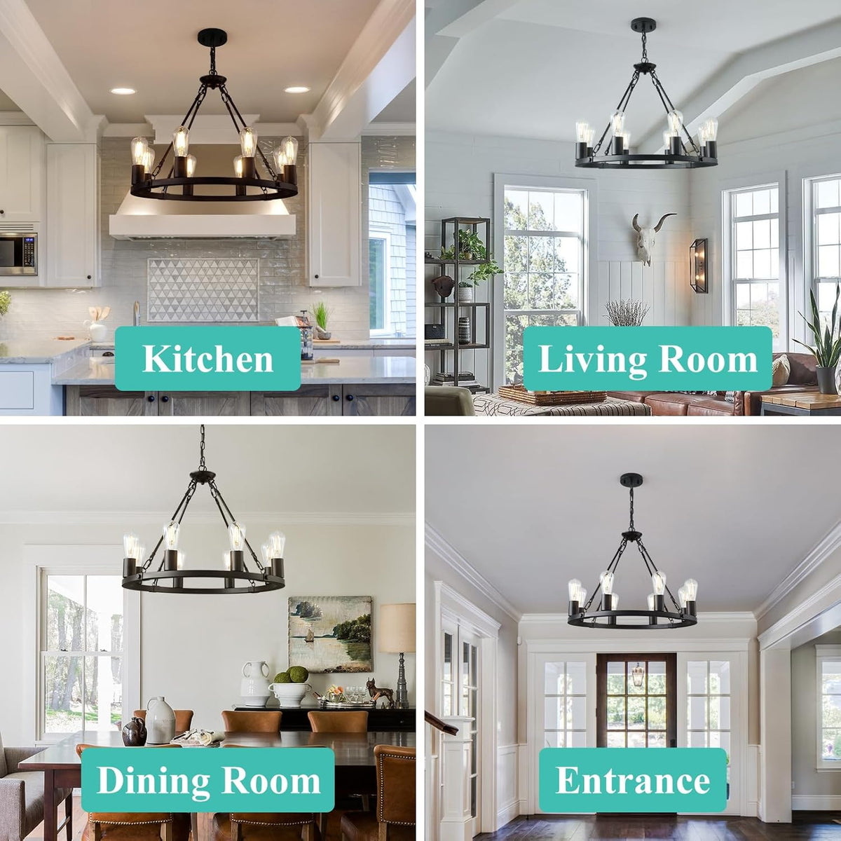 8 Lights Wagon Wheel Chandelier