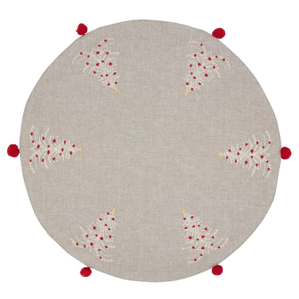 Embroidered Christmas Trees Design Placemats with Tassel 14" Round