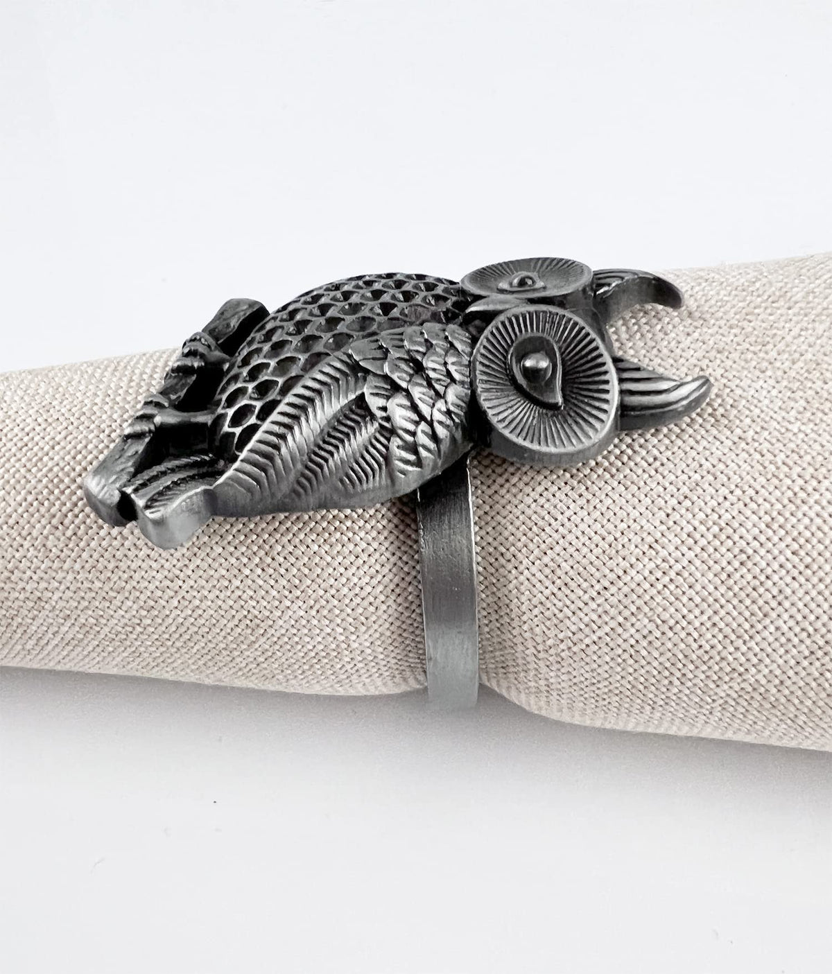 Perched Owl Metal Napkin Rings