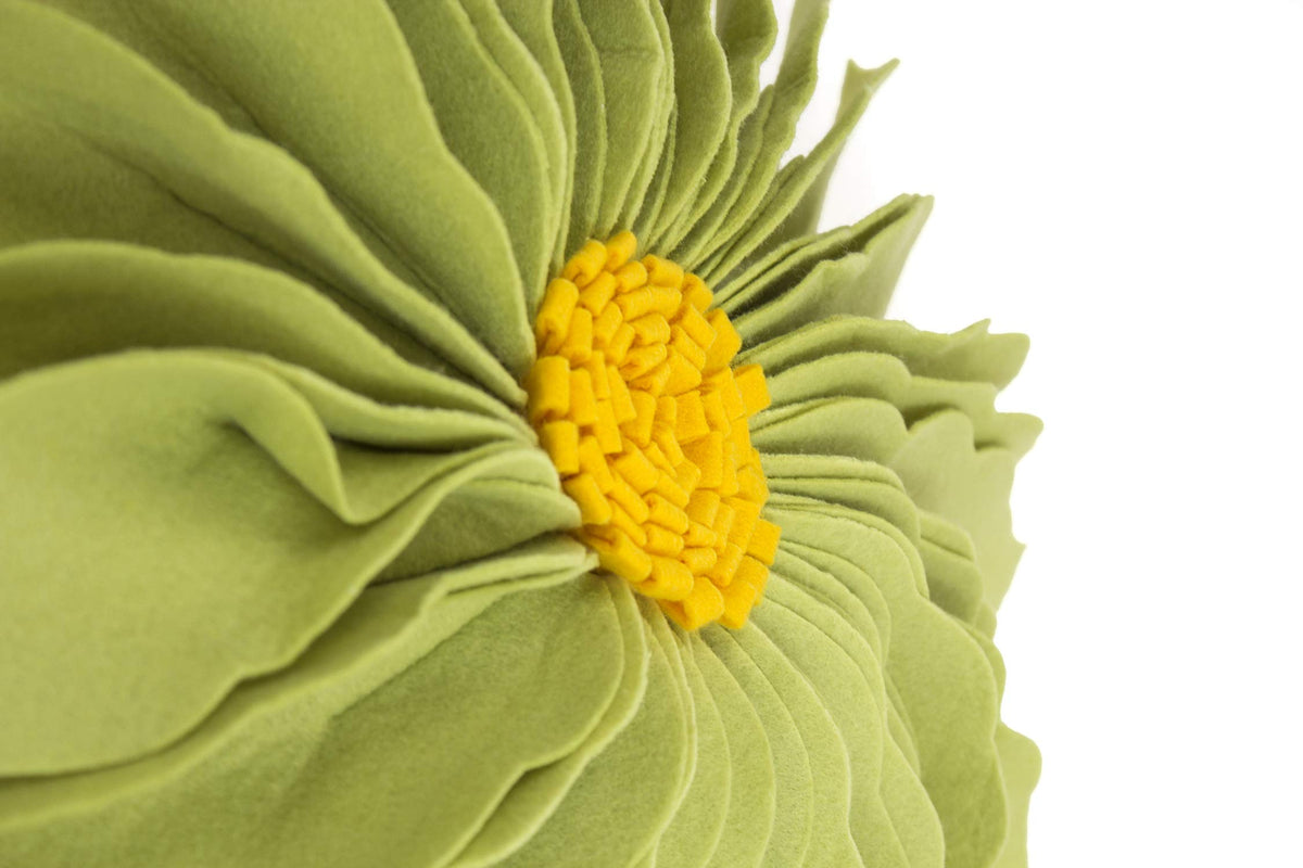 Fennco Styles Handmade Garden 3D Sunflower Decorative Filled Throw Pillow 13" Round - Gold Floral Pillow for Couch, Living Room and Bedroom Décor
