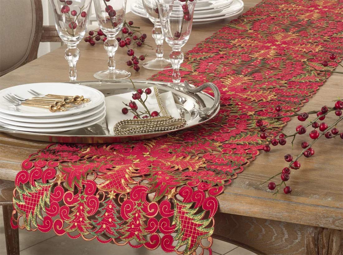 Embroidered Christmas Tree Cutwork Tablecloths