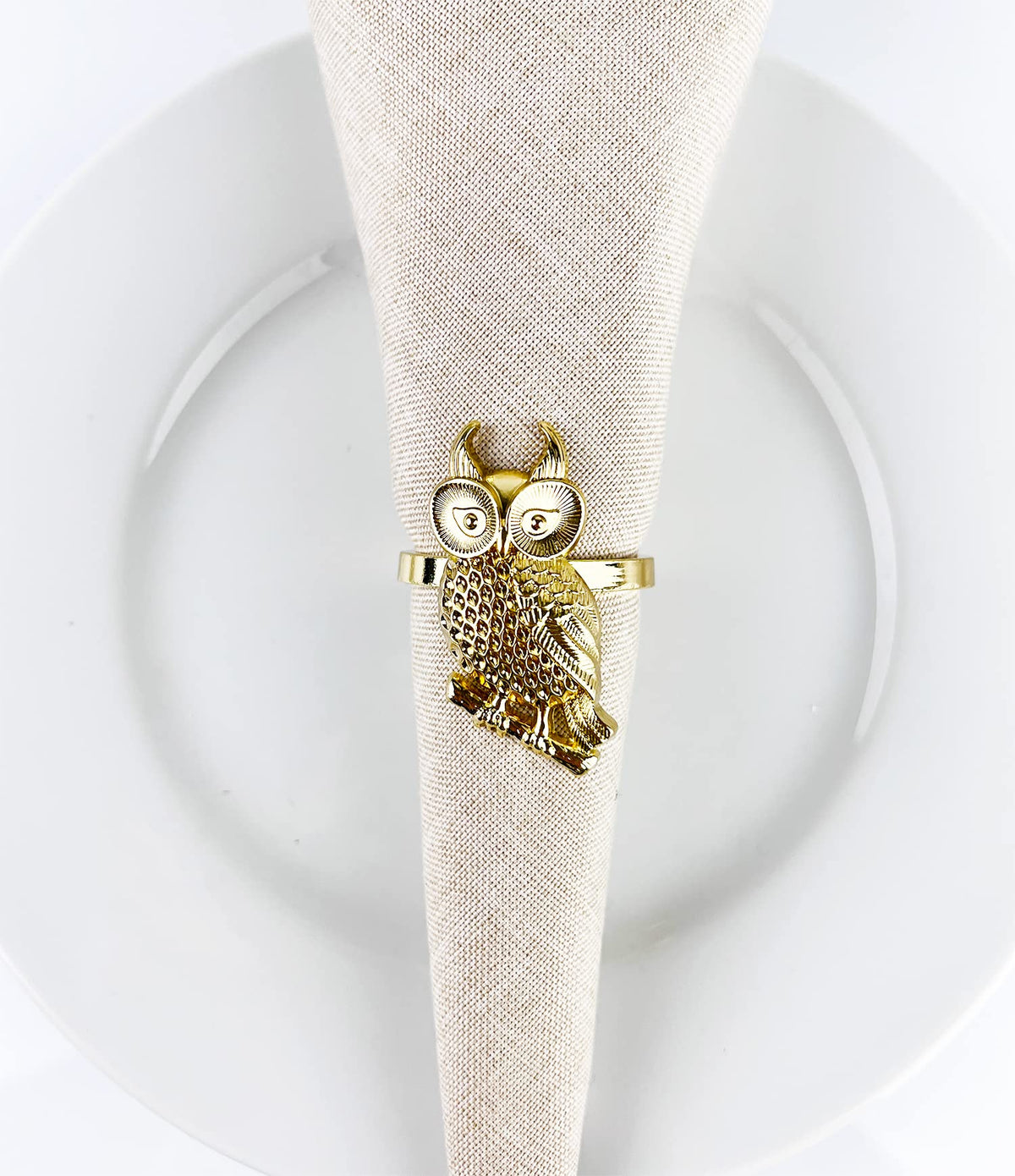 Perched Owl Metal Napkin Rings