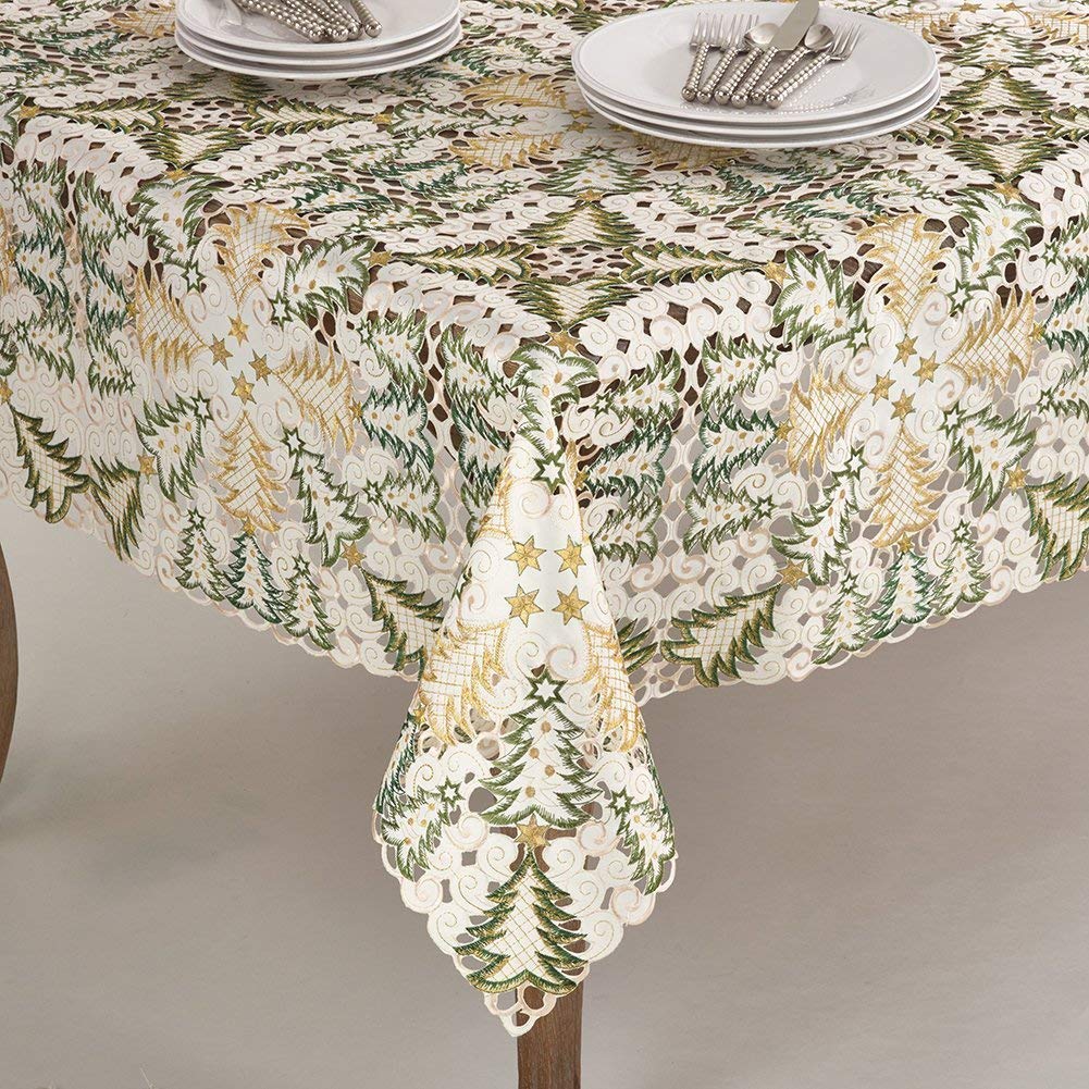 Embroidered Christmas Tree Cutwork Tablecloths