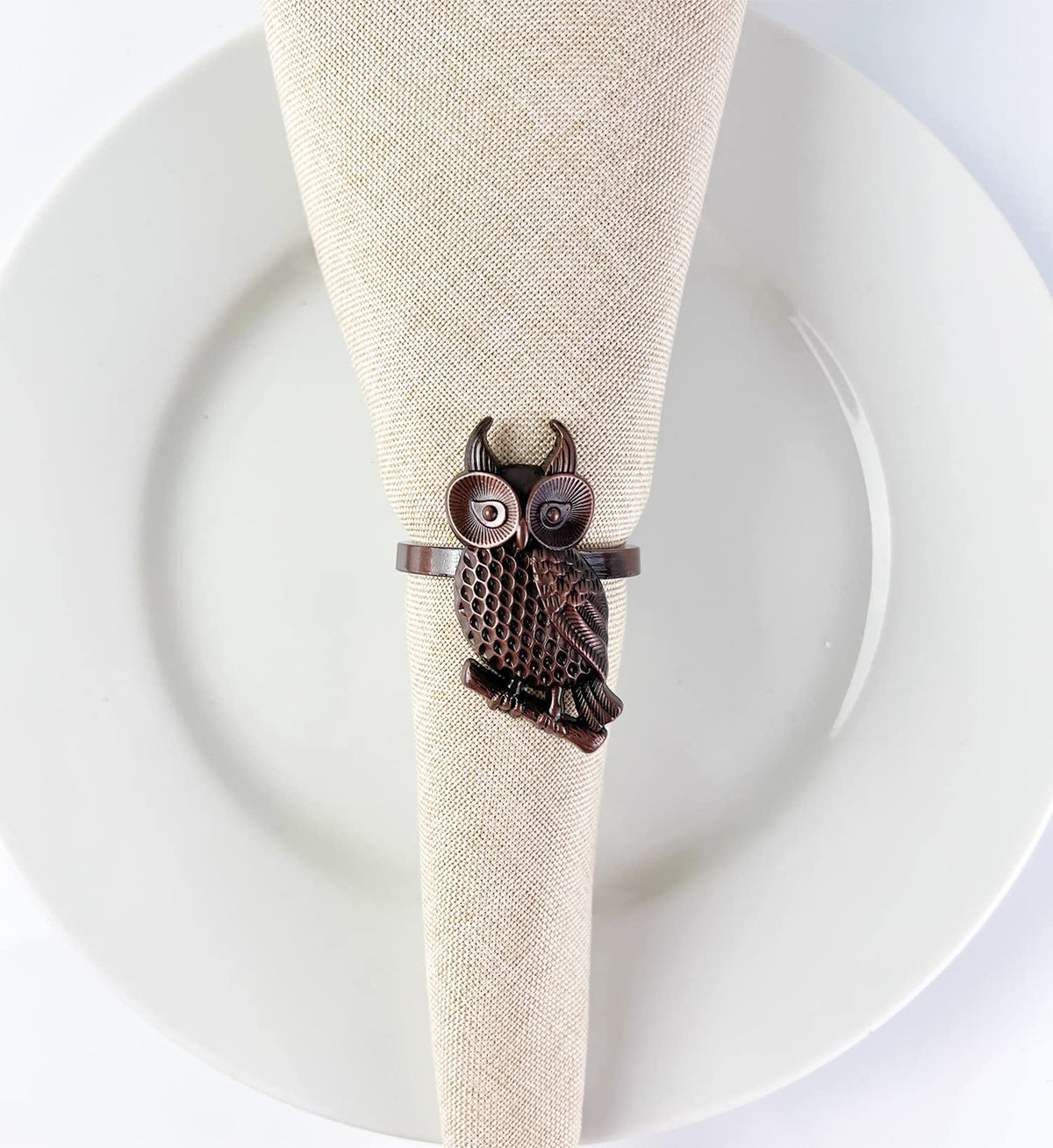 Perched Owl Metal Napkin Rings