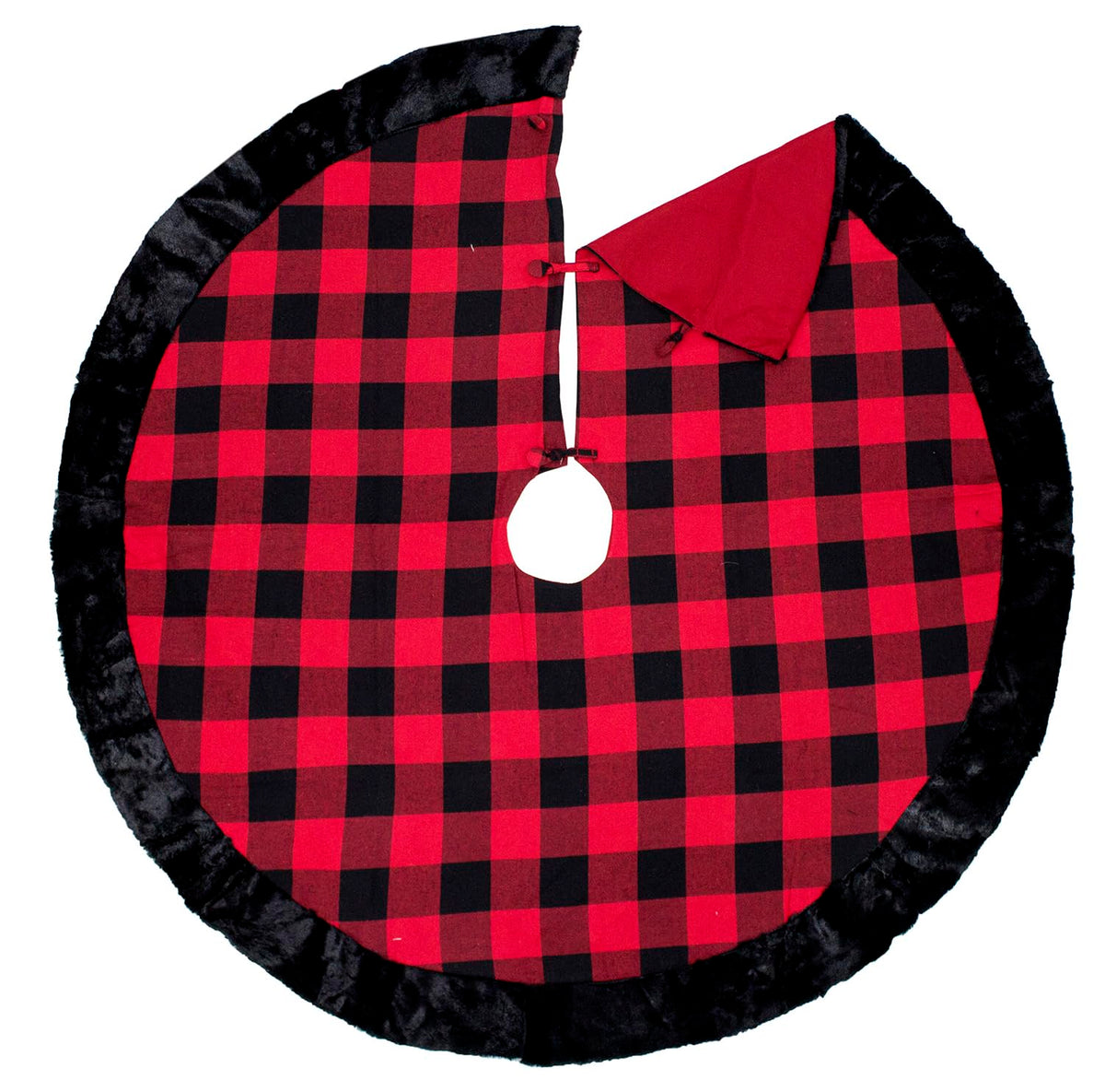 Red & Black Buffalo Plaid Christmas Tree Skirt (53")