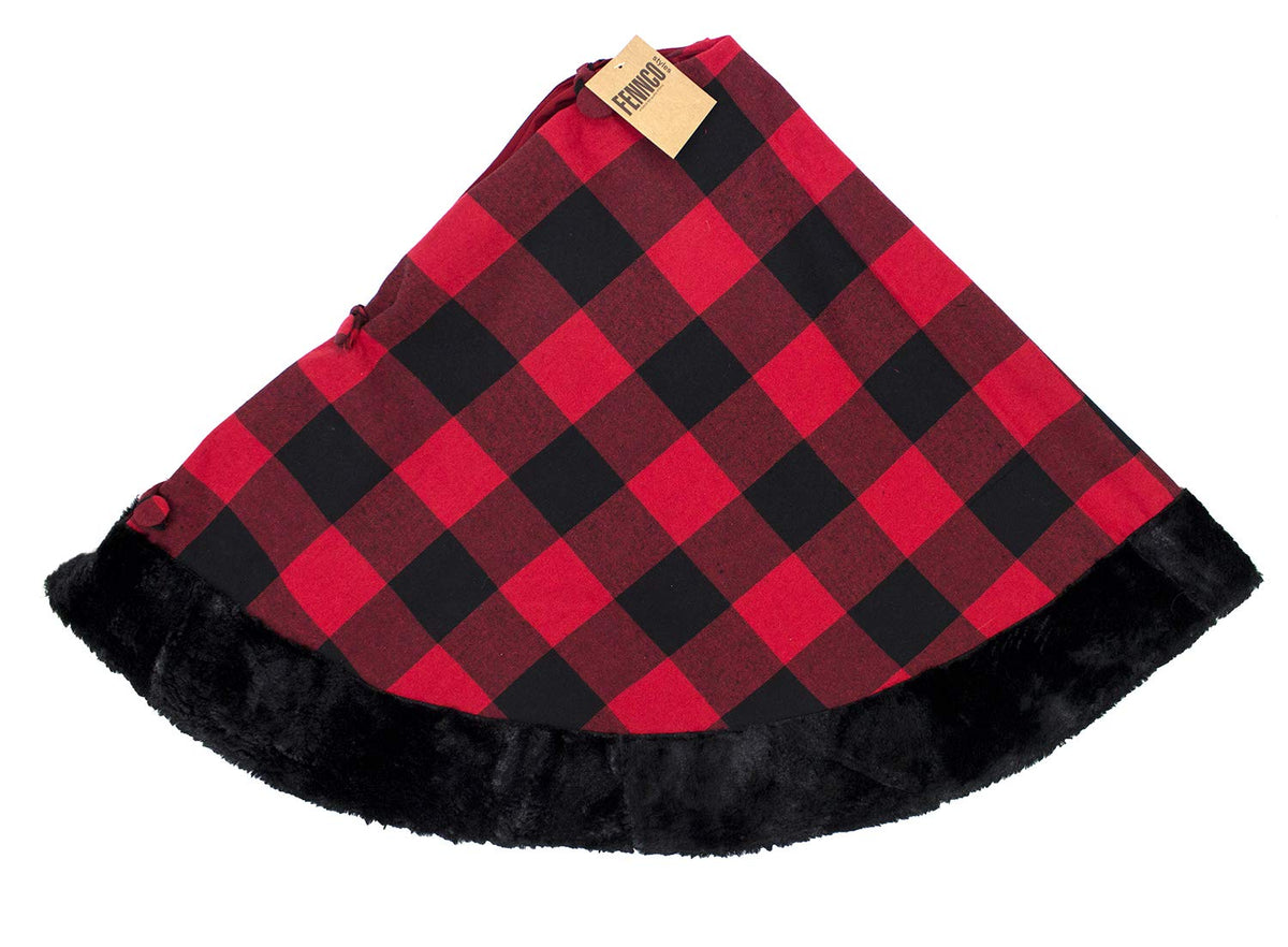 Red & Black Buffalo Plaid Christmas Tree Skirt (53")