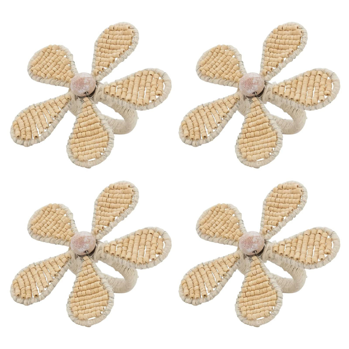 Hand Beaded Flower Decorative Napkin Rings
