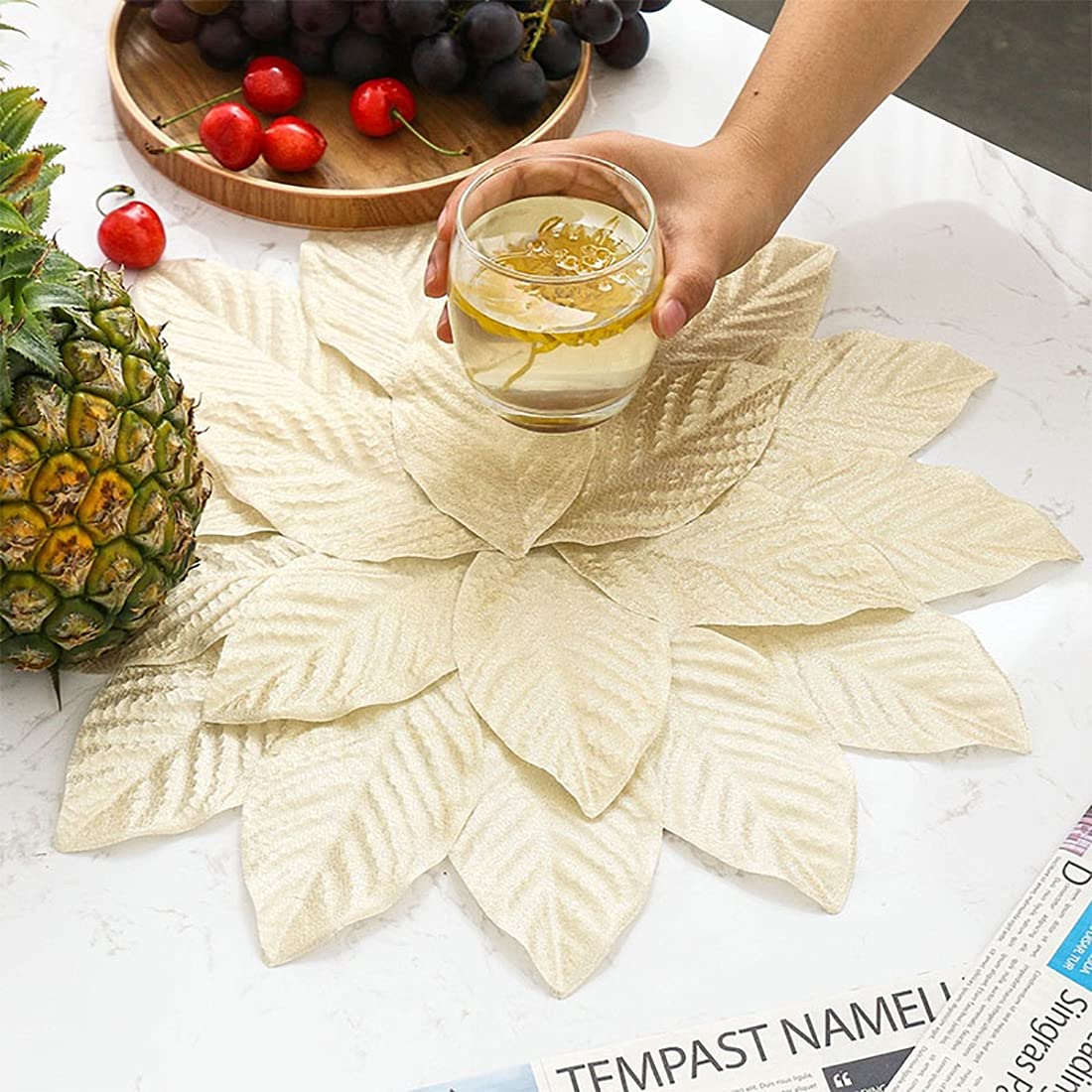 Handmade Leaf Shaped Shimmer Placemats