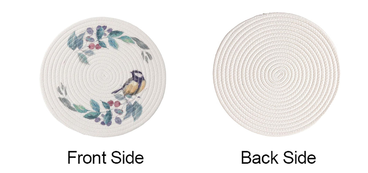 Rabbit & Botanical Print Cotton Blend Woven Placemats
