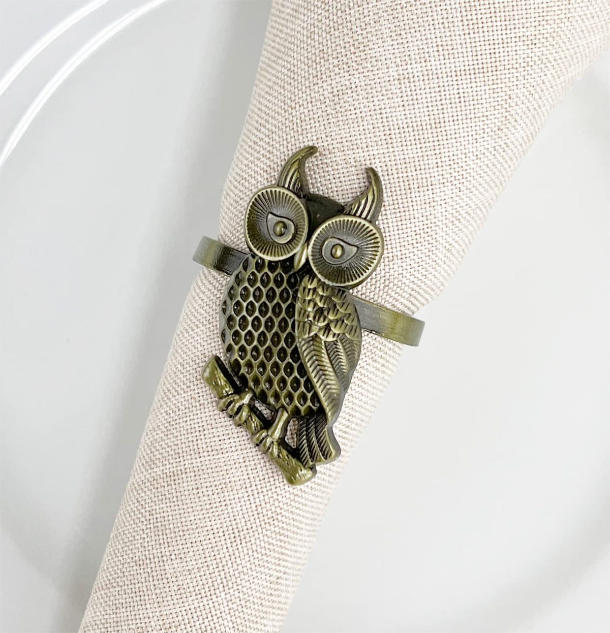 Perched Owl Metal Napkin Rings