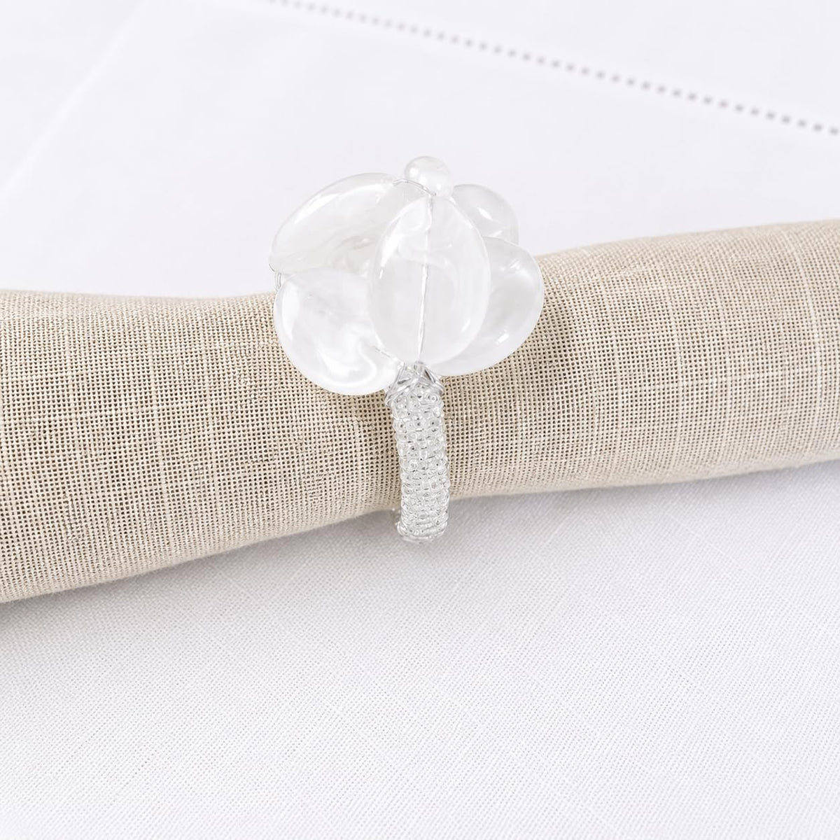 Brown Gemstone Beaded Napkin Rings