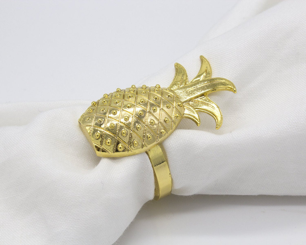 Fennco Styles Stylish Pineapple Metal Napkin Rings - Set of 4