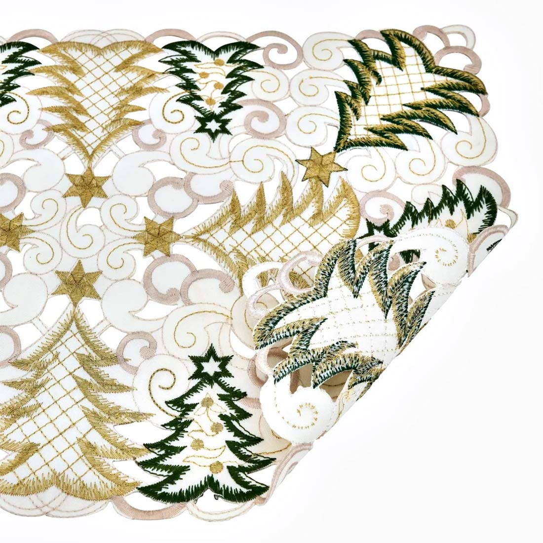 Embroidered Christmas Tree Cutwork Tablecloths