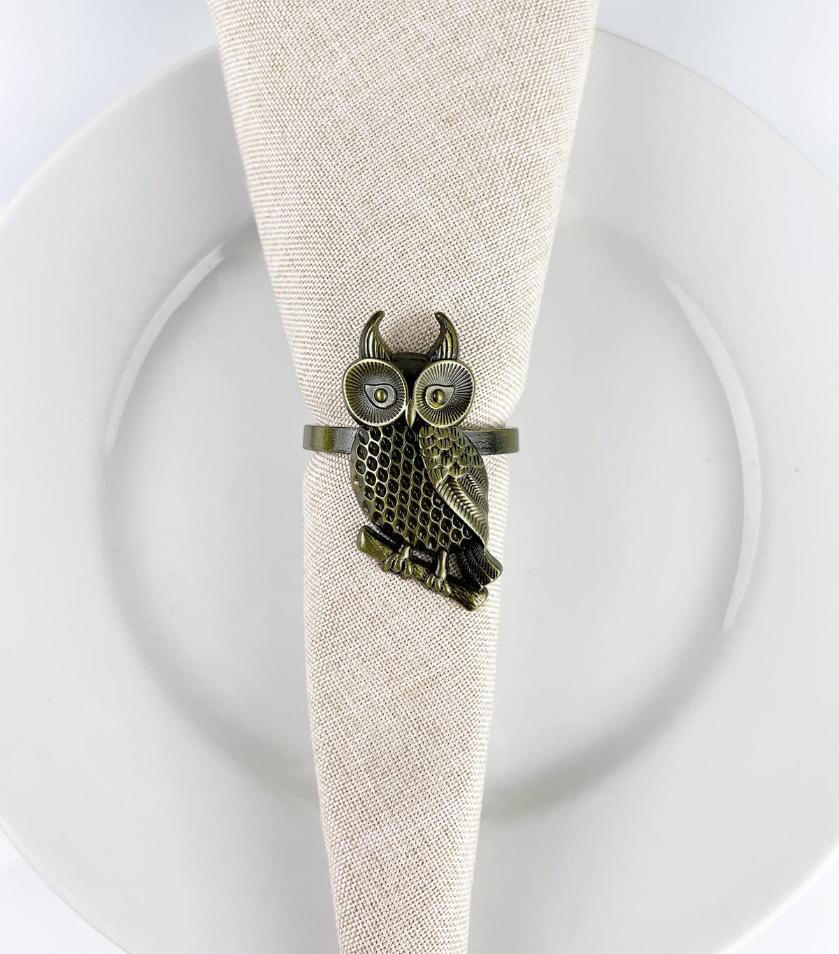 Perched Owl Metal Napkin Rings