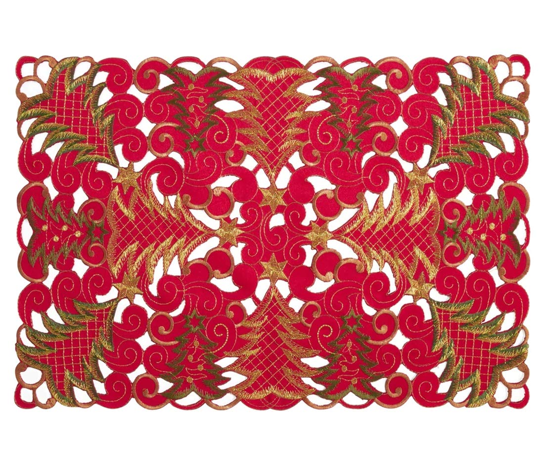 Embroidered Christmas Tree Cutwork Tablecloths